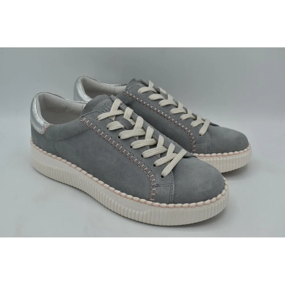 Sofft Frazier Sneakers Womens 7.5 Chambray Grey Silver Whipstitch NWB